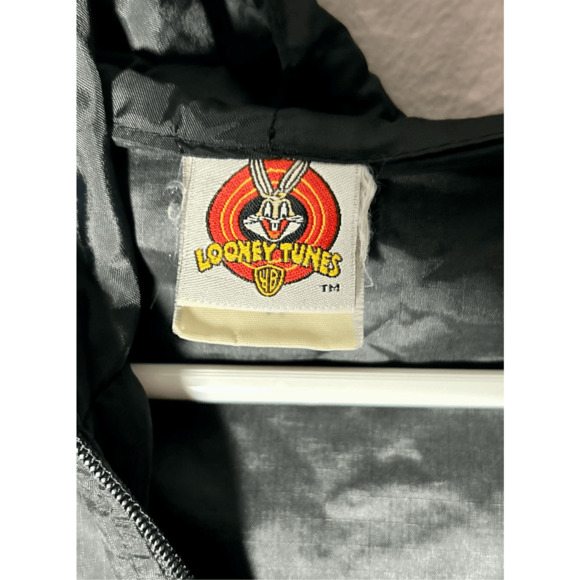 VTG 1997 TWEETY BIRD Looney Tunes Mens Black Nylon Windbreaker Jacket Unlined Sz - Picture 5 of 10